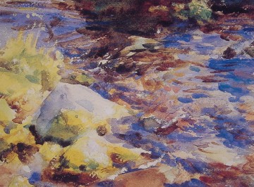  rock Oil Painting - Reflections RocksWater landscape John Singer Sargent